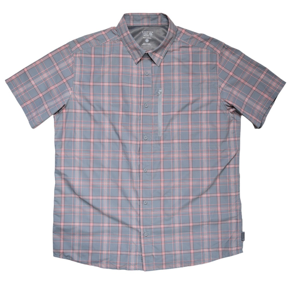 Mountain Hardwear Mens Large Plaid Short Sleeve Hiking Button Down Shirt Supplex